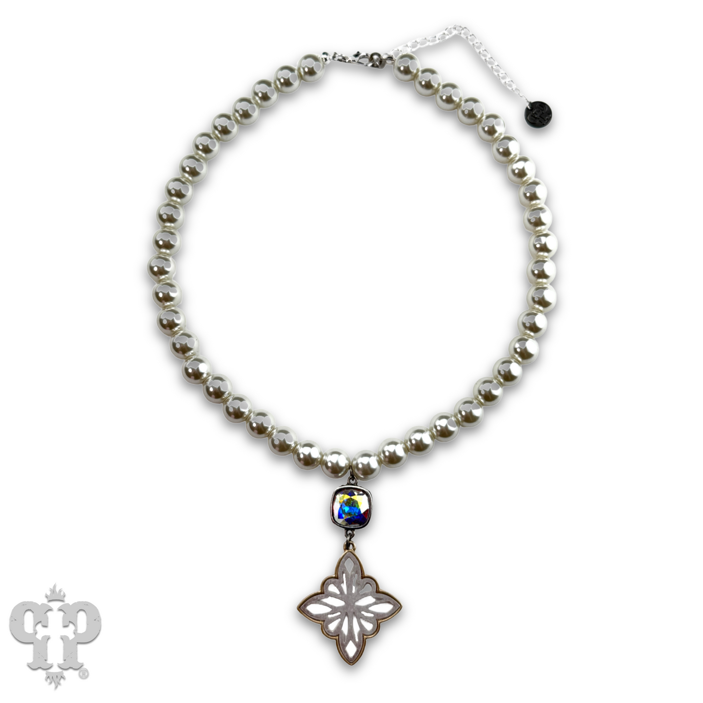 Silver bead star pendant necklace with Austrian crystal