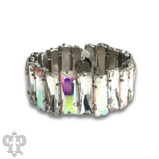 Faceted rectangle rhinestone stretch bracelet