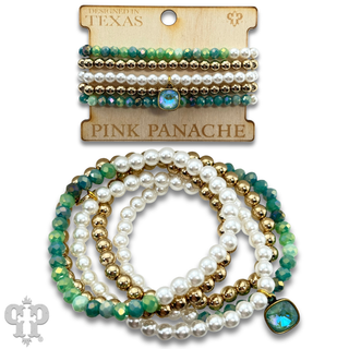 Mixed bead bracelet set with Austrian crystal