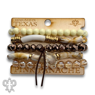 Brown bead mix bracelet and charm set - LC