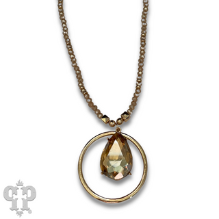 Bead and chain necklace with large rhinestone charm, last call
