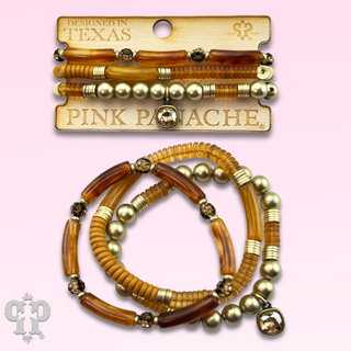 Golden brown bead bracelet set, Austrian crystal