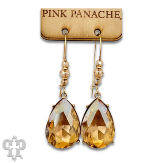 Teardrop on decorative gold kidney wire earring