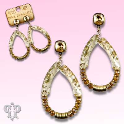 Cystal and disc bead diamond teardrop earring, Austrian crystal