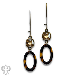 Tortoise oval earring, Austrian crystal