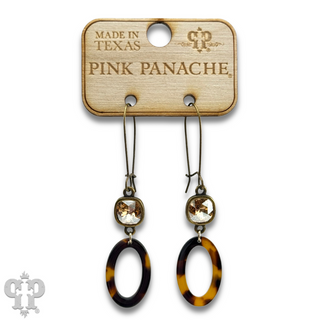 Tortoise oval earring, Austrian crystal