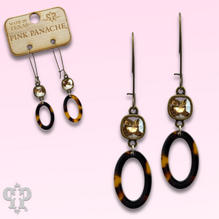 Tortoise oval earring, Austrian crystal