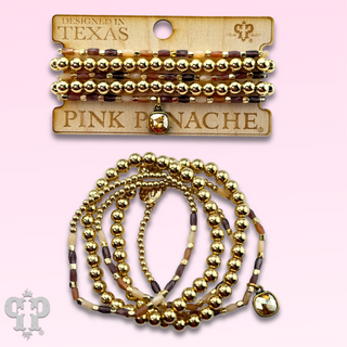 Gold bead bracelet set, Austrian crystal