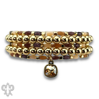 Gold bead bracelet set, Austrian crystal
