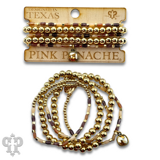 Gold bead bracelet set, Austrian crystal