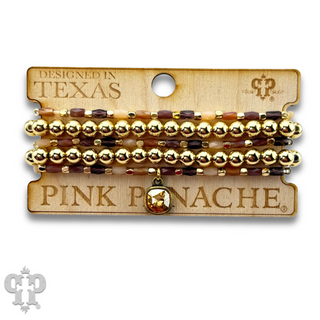 Gold bead bracelet set, Austrian crystal