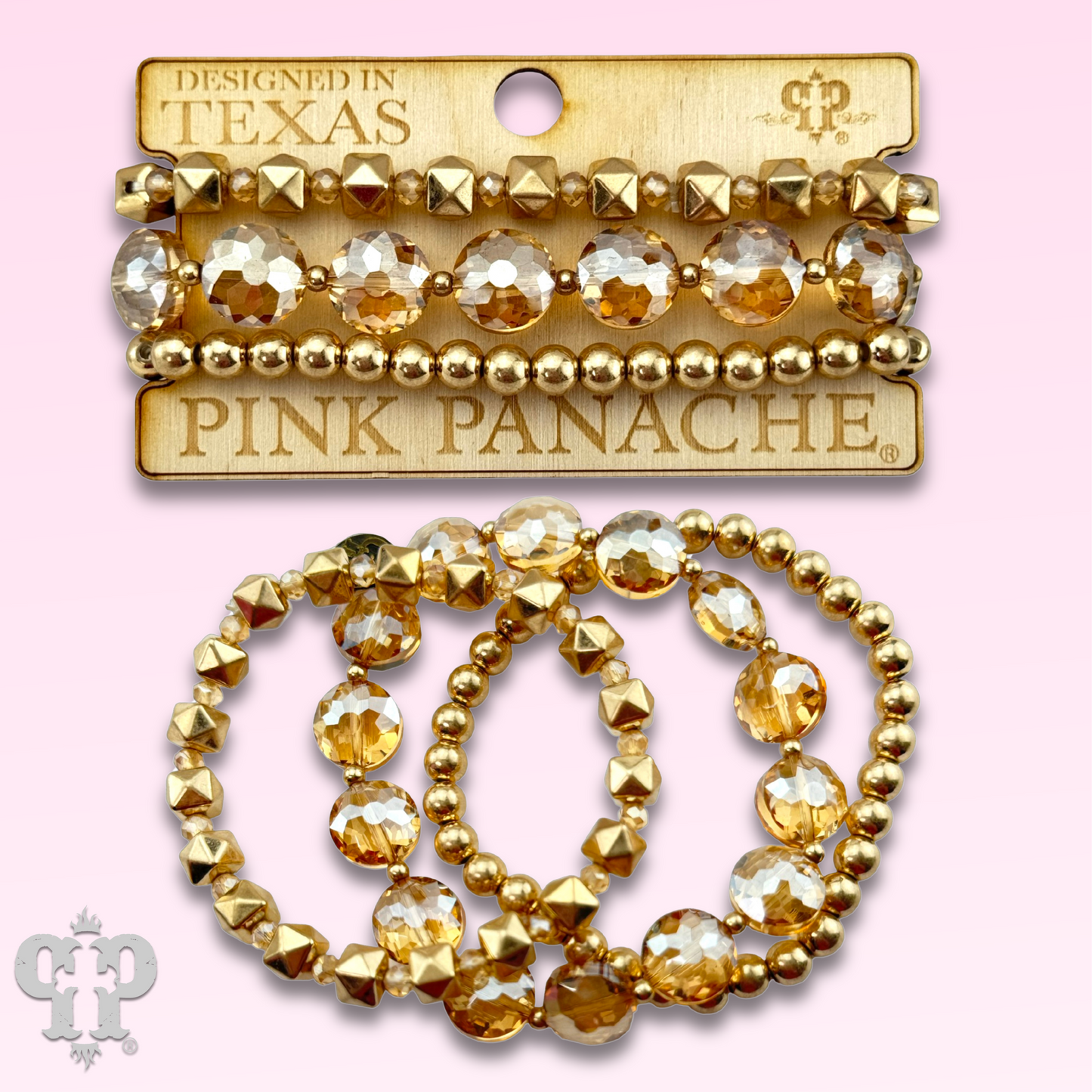 Gold and champagne bead bracelet