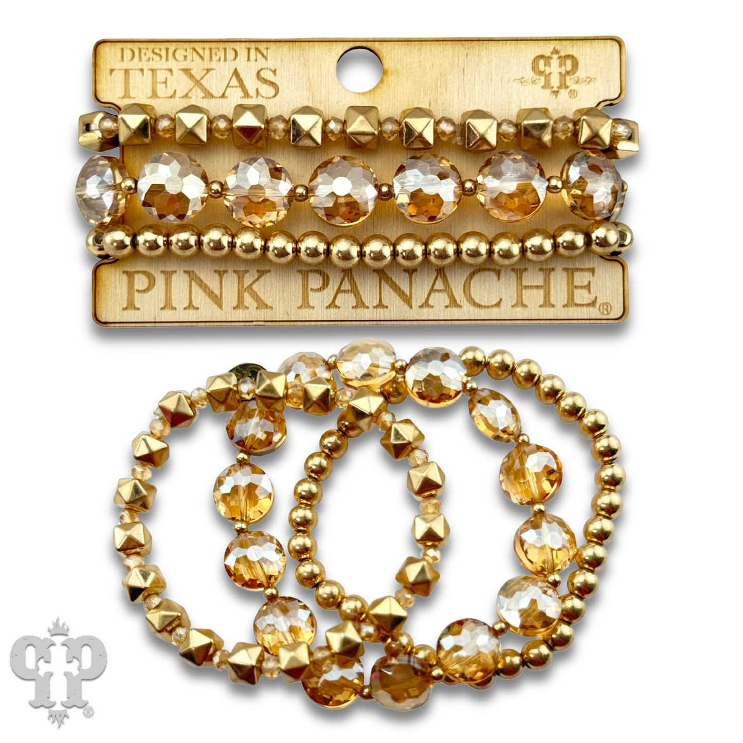 Gold and champagne bead bracelet