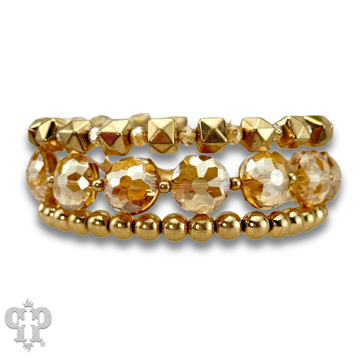 Gold and champagne bead bracelet