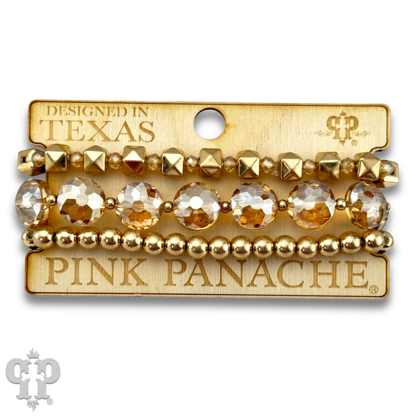Gold and champagne bead bracelet