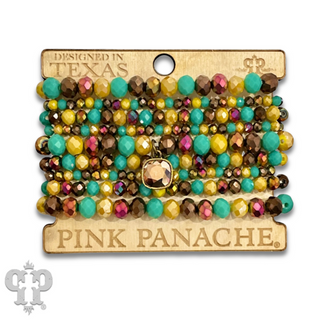 Nine strand faceted bead bracelet set with Austrian crystal