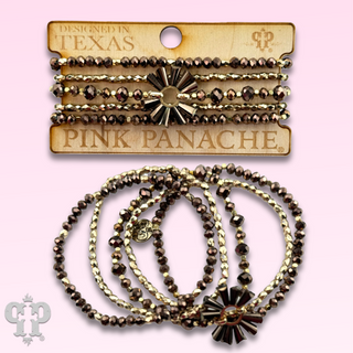 Bronze mixed bead bracelet set