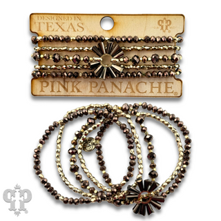 Bronze mixed bead bracelet set