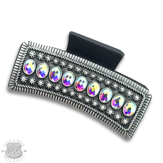 Iridescent stone western style hair claw