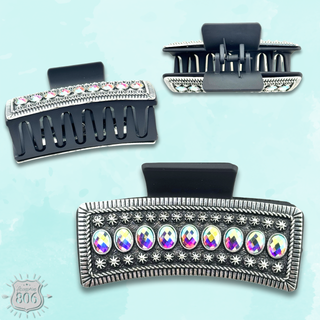 Iridescent stone western style hair claw