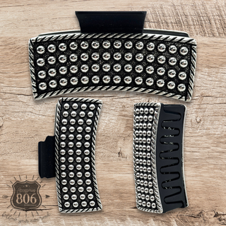 Western raised silver bead hair clip