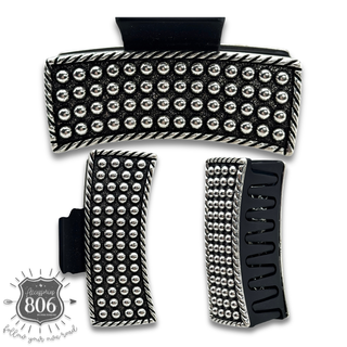 Western raised silver bead hair clip