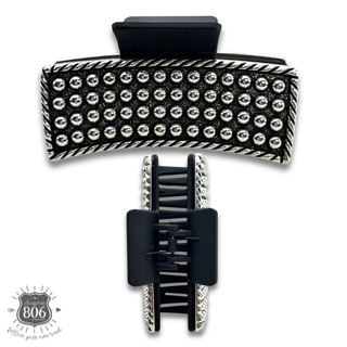 Western raised silver bead hair clip