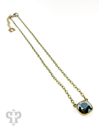 Austrian square crystal chain necklace, 12mm