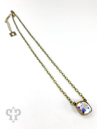 Austrian square crystal chain necklace, 12mm