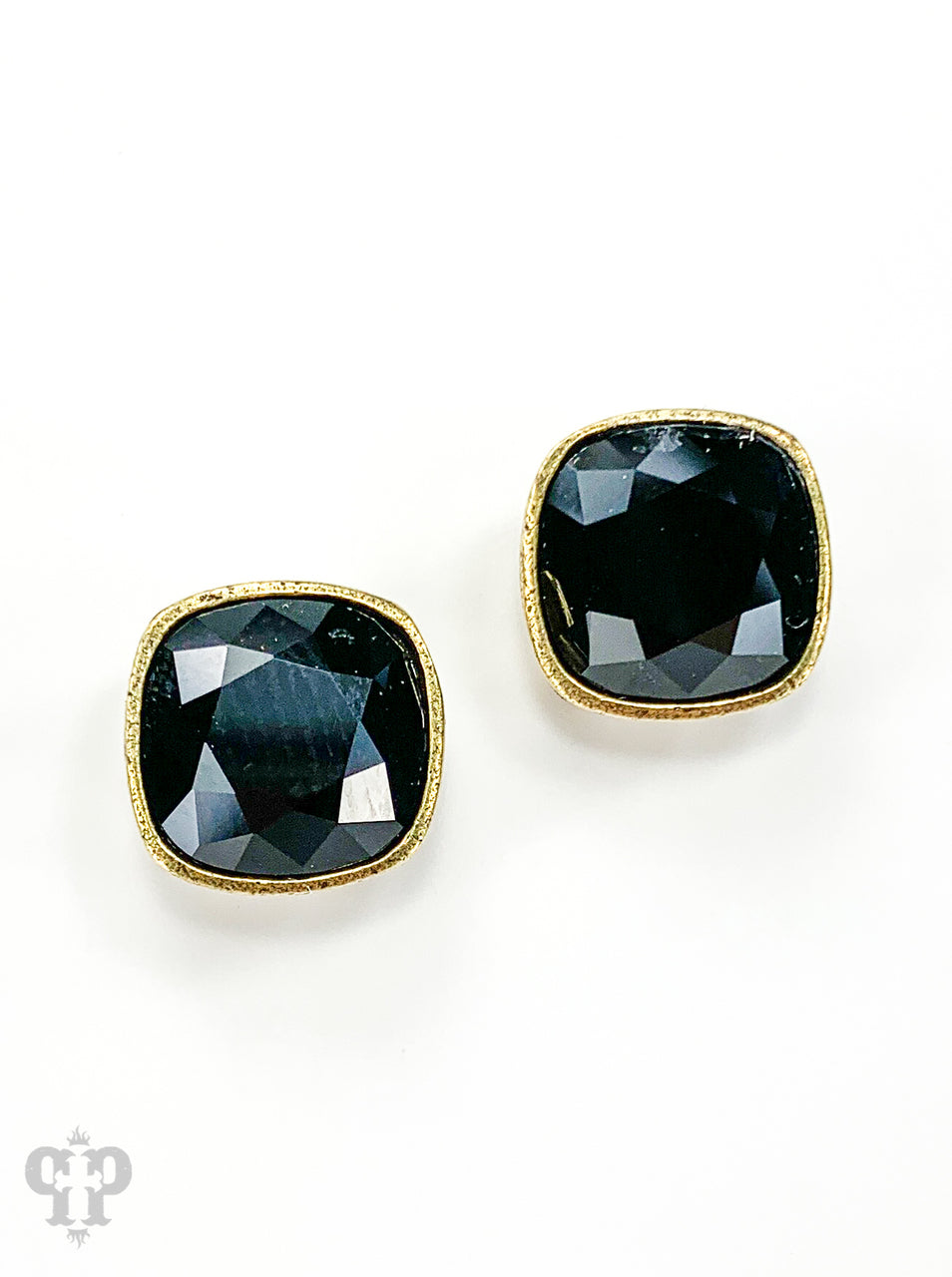 Austrian square crystal post earring, 10mm