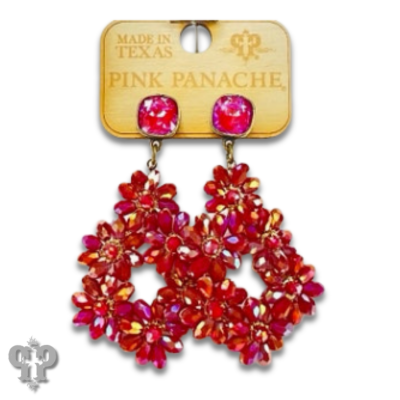 Fuchsia bead chandelier, Austrian crystal earring, last call
