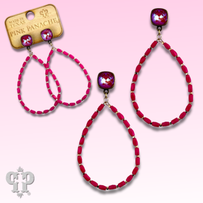 Rice bead teardrop earring with Austrian crystal