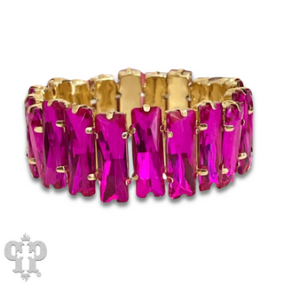 Faceted rectangle rhinestone stretch bracelet