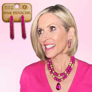 Fuchsia  bead hoop earring - LC