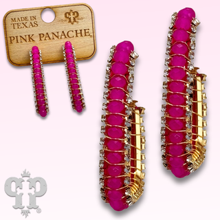 Fuchsia  bead hoop earring - LC