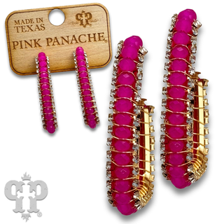 Fuchsia  bead hoop earring - LC