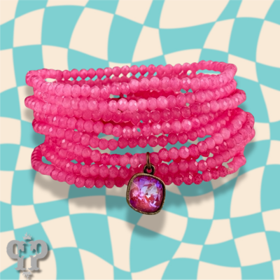 Fuchsia bracelet set, Austrian crystal