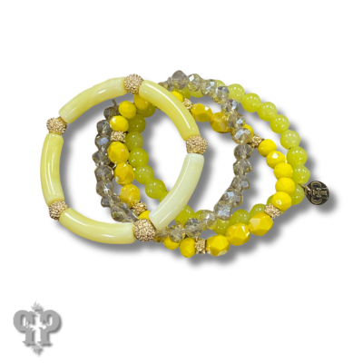 Yellow mix bead bracelet set