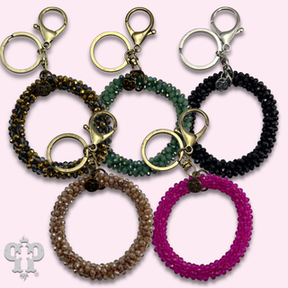 Beaded circle keychain charm