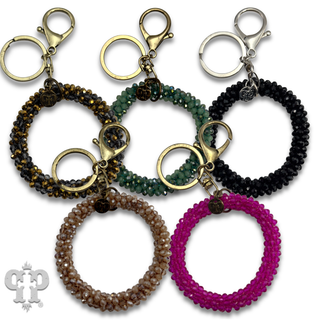 Beaded circle keychain charm
