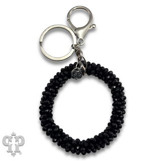 Beaded circle keychain charm