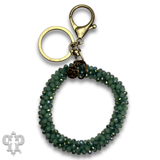 Beaded circle keychain charm