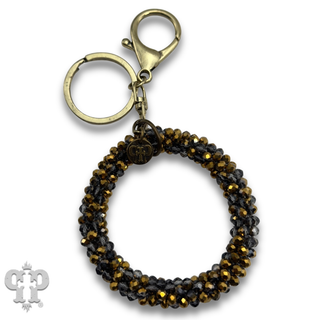 Beaded circle keychain charm