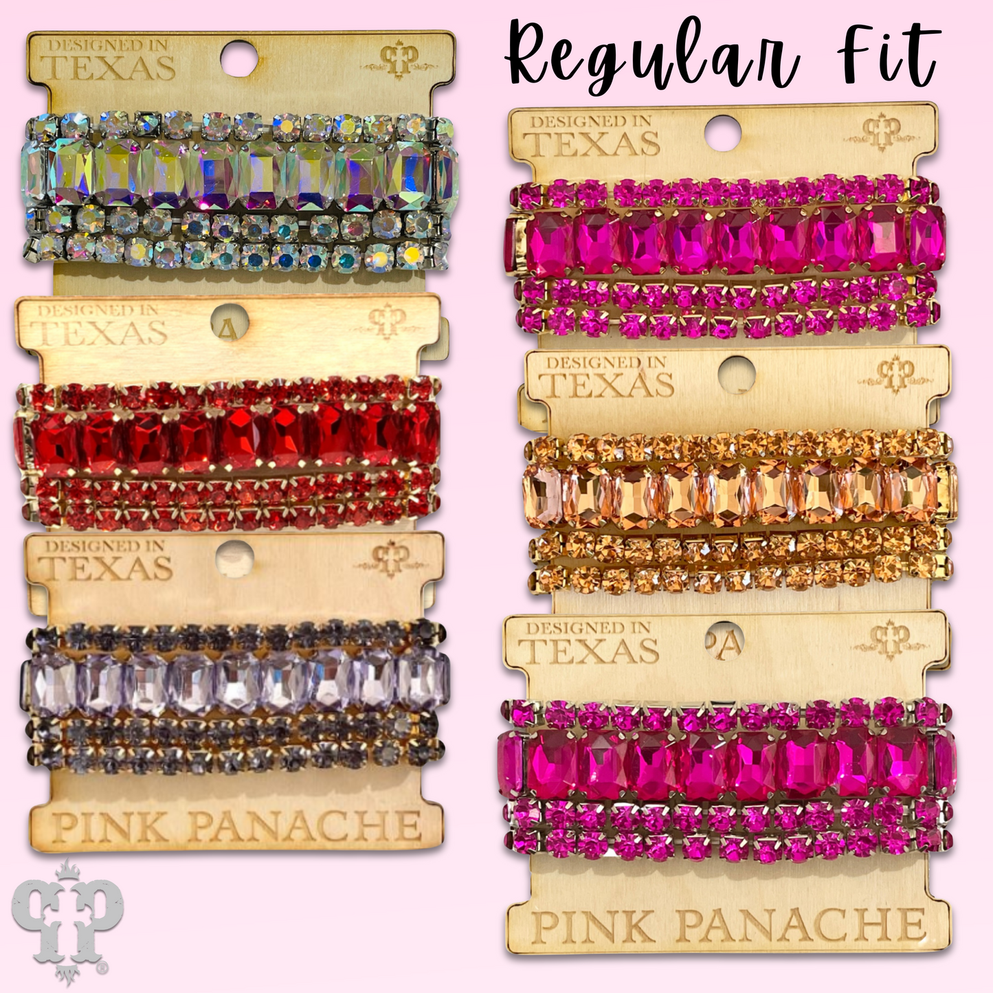 Four strand mixed rhinestone bracelet, two sizes