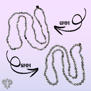 Gray mixed bead knotted layering necklace