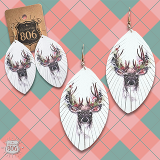 Reindeer print leather earring