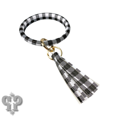 Buffalo plaid key bangle with tassel, last call
