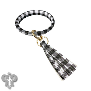 Buffalo plaid key bangle with tassel, last call