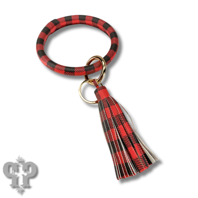 Buffalo plaid key bangle with tassel, last call