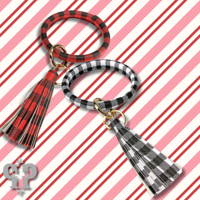 Buffalo plaid key bangle with tassel, last call